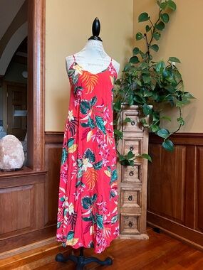 Old Navy Tropical Red Floral Maxi Dress Women’s Small
